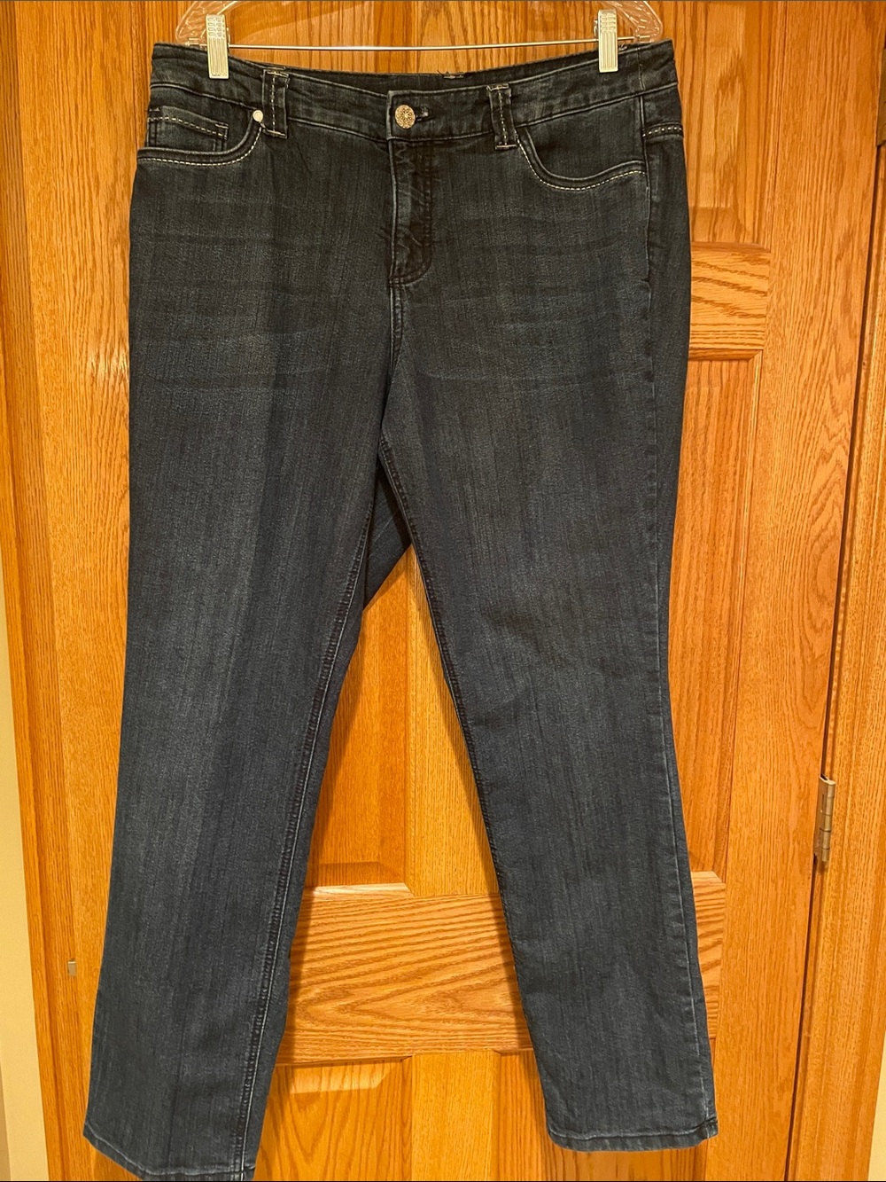 Cj Banks Signature Slimming Women's Dark Wash Straight- Leg Jeans - Dark Blue
